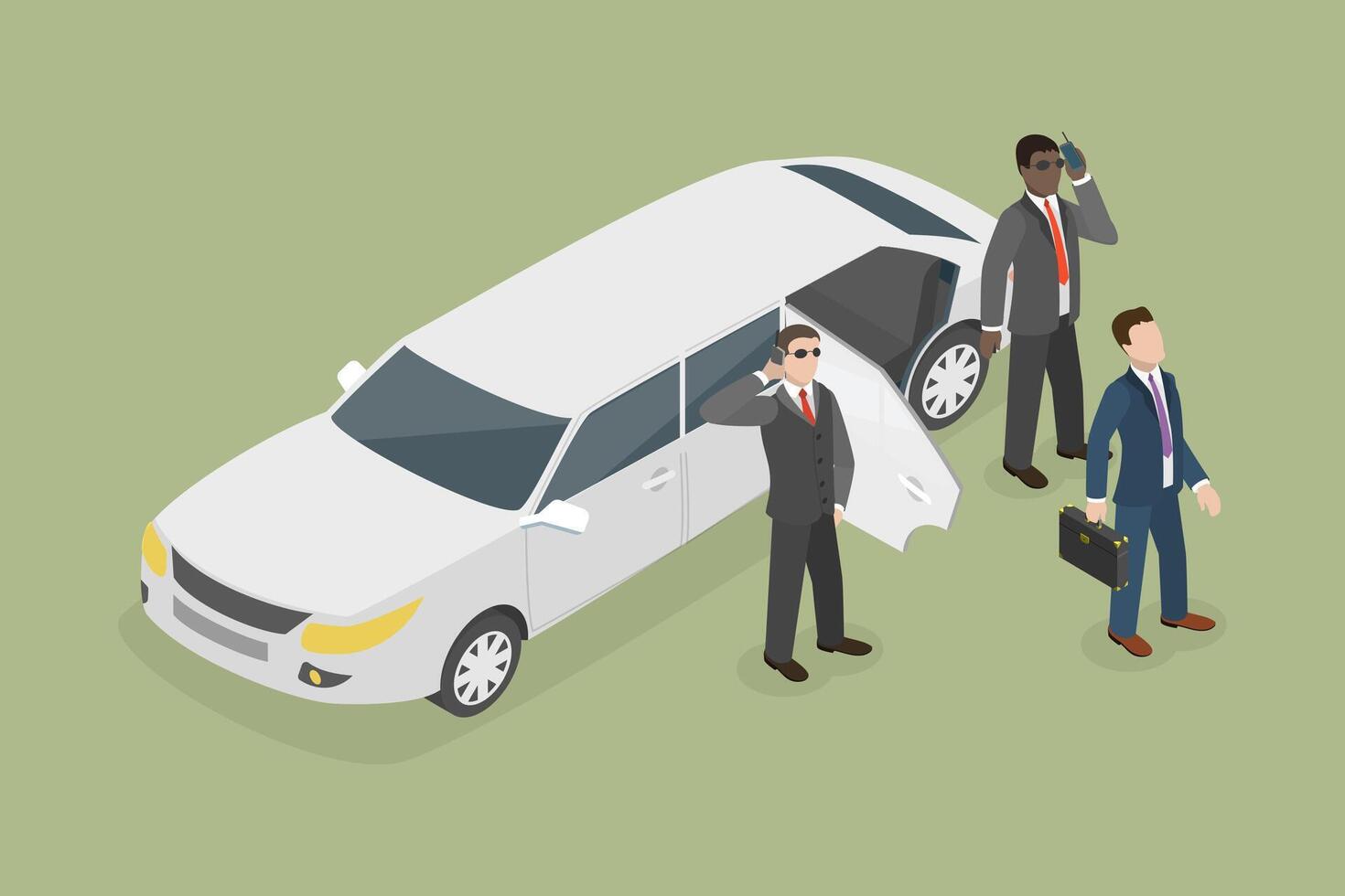 3D Isometric Flat Conceptual Illustration of Bodyguard, Security Service vector