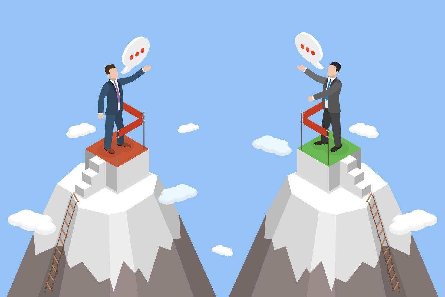 3D Isometric Flat Conceptual Illustration of Debate Confrontation, Political Polarization vector