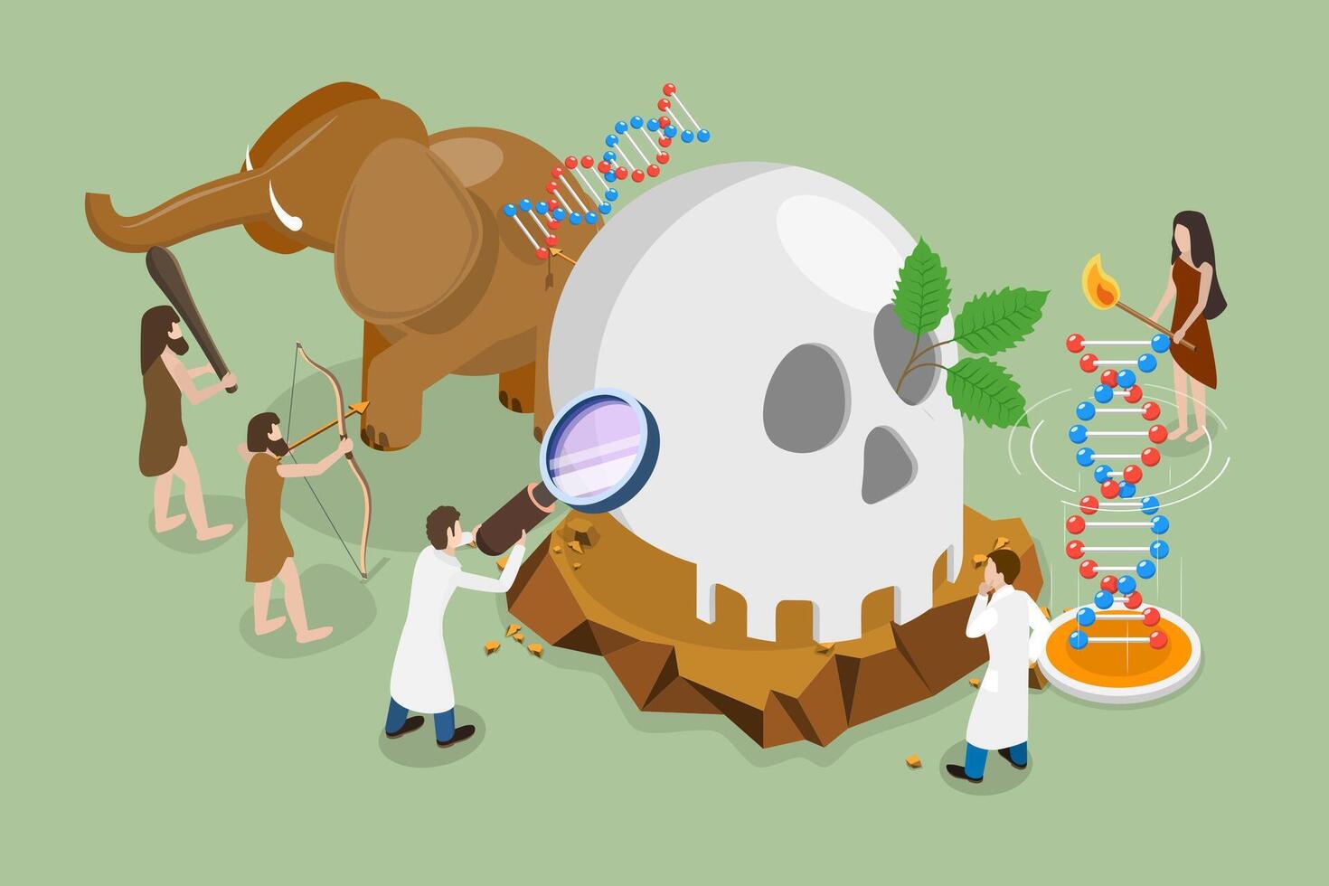 3D Isometric Flat Conceptual Illustration of Anthropology, Educational Culture Exploration vector