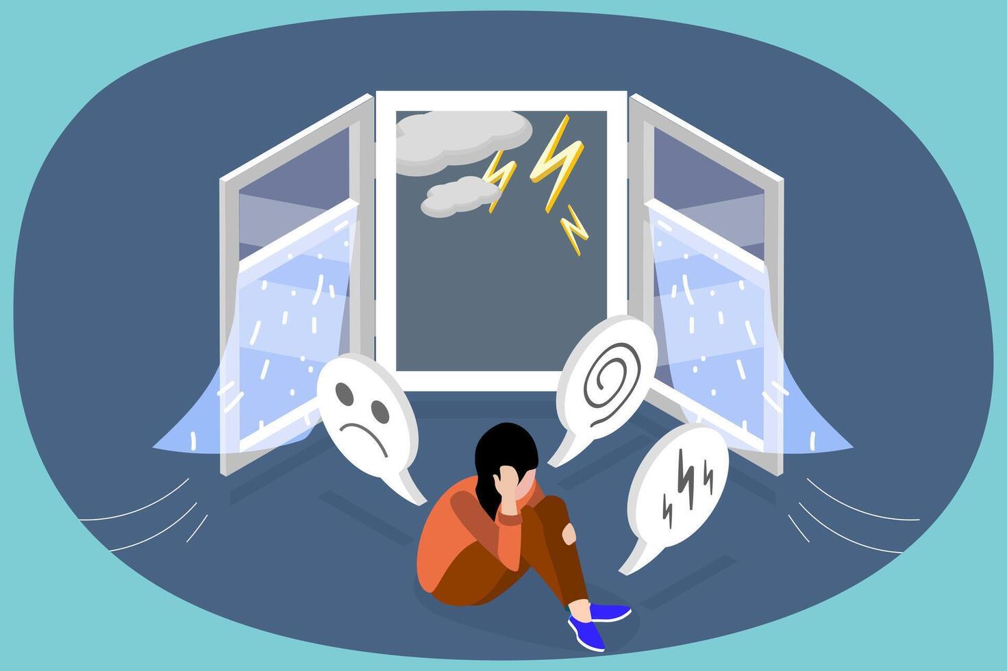 Illustration of emotional struggle and weather vector