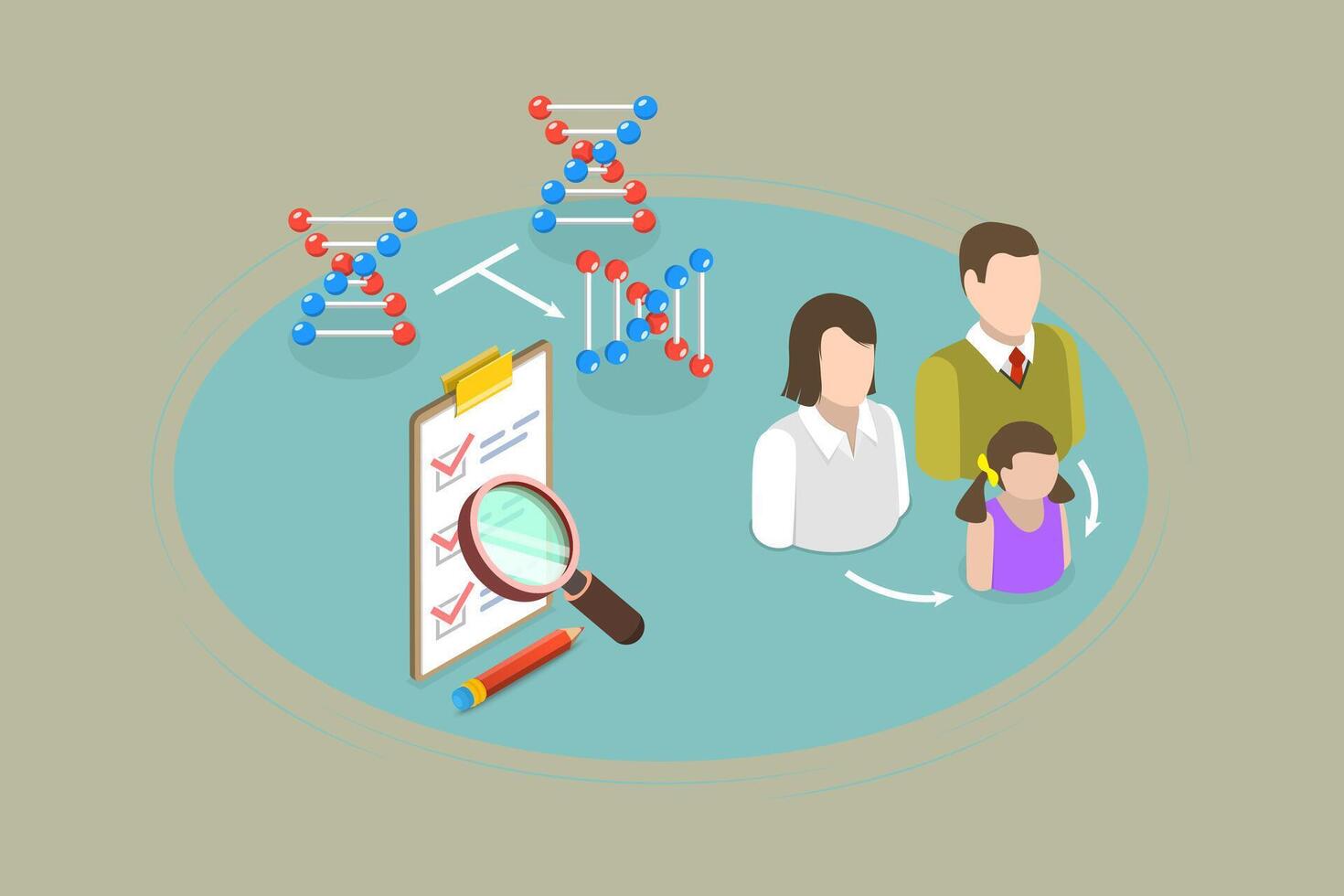 3D Isometric Flat Conceptual Illustration of Carrier Screening, Noninvasive Prenatal Testing vector