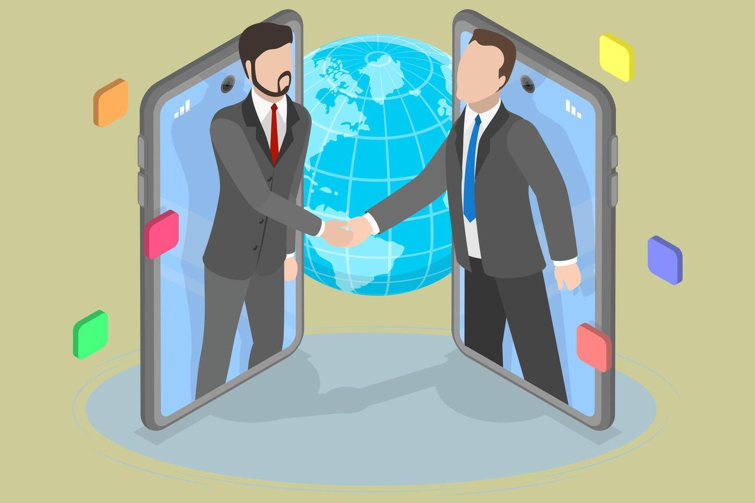 3D Isometric Flat Conceptual Illustration of Peer To Peer Business Model, Fnancial Technologies vector