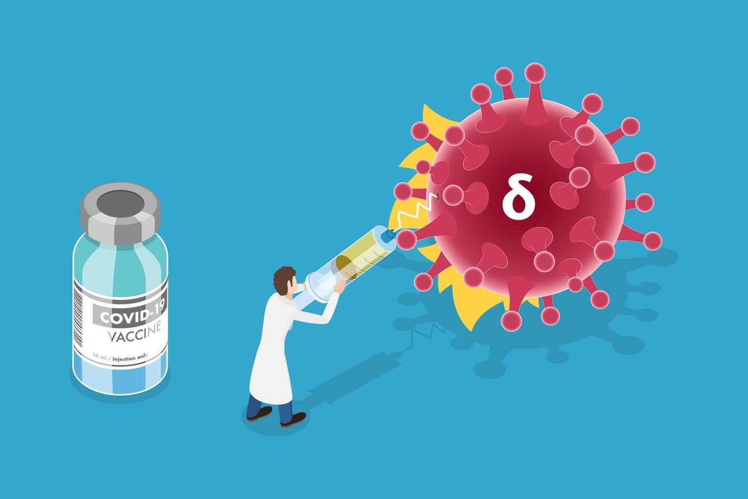 Scientist vaccinating against Delta variant vector