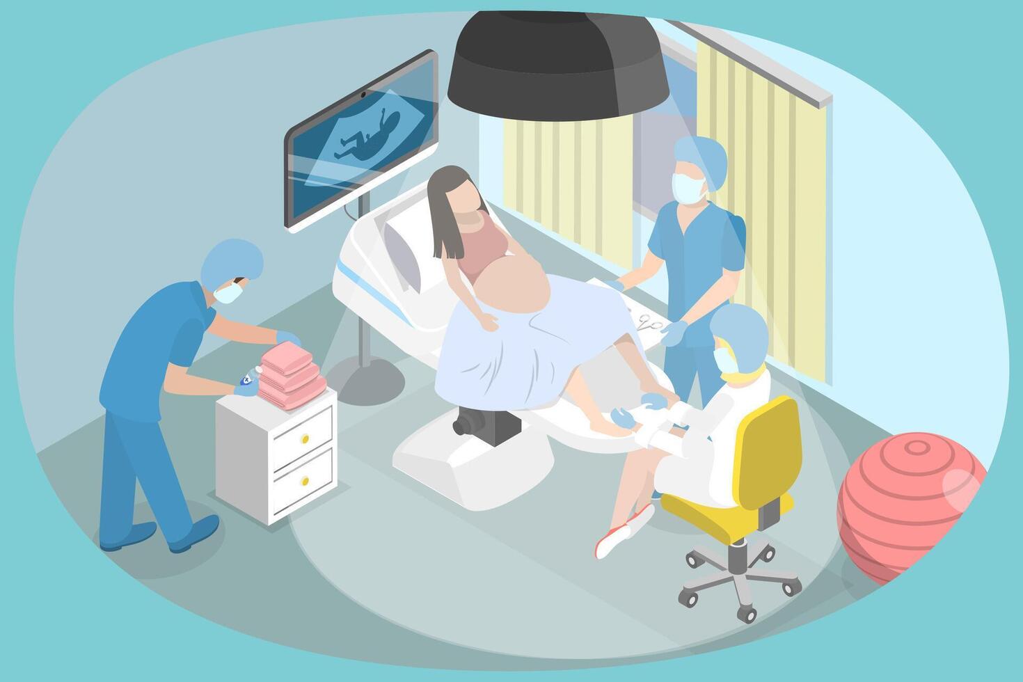 Pregnant woman receiving medical care vector