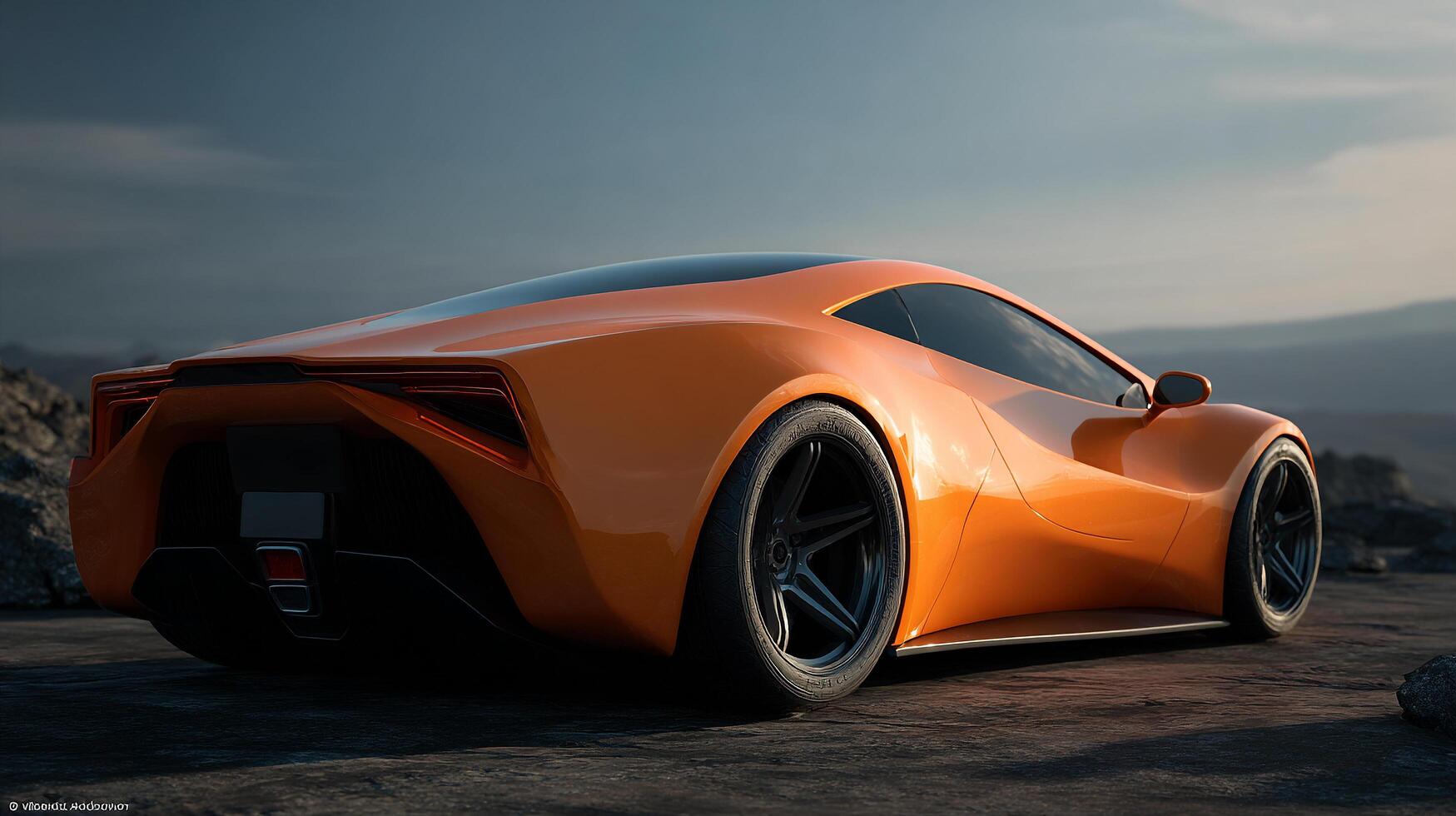 Unique car shape in auto photo style