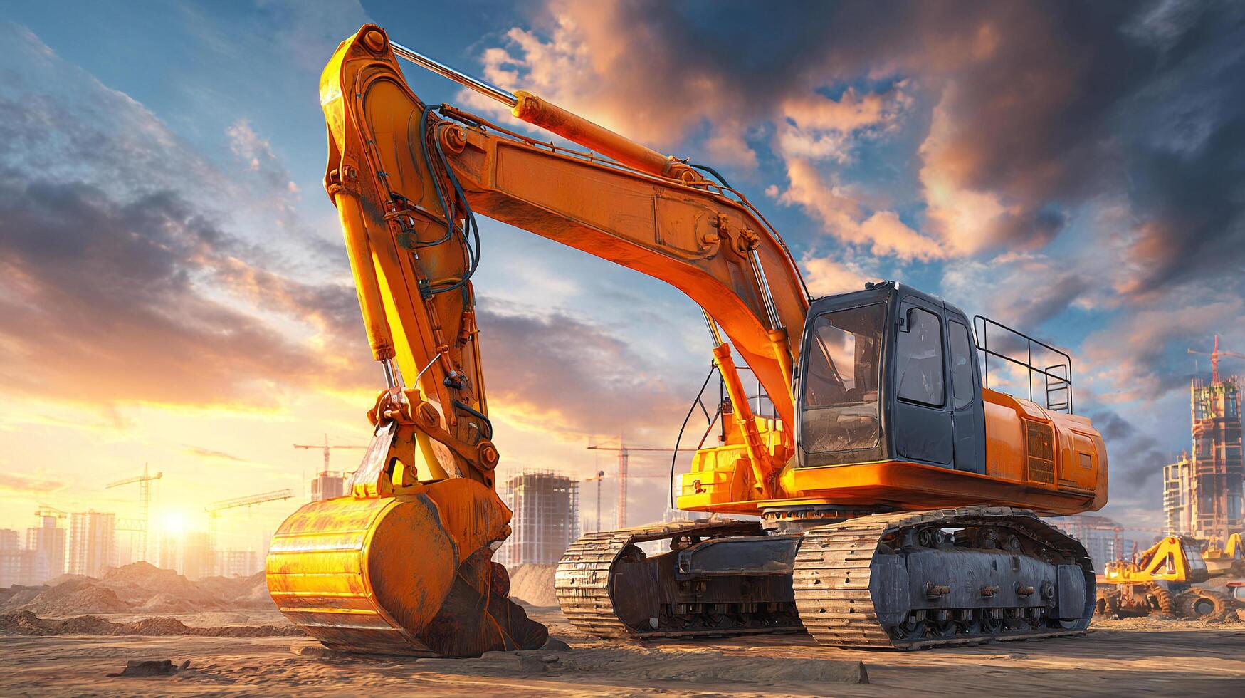 Natural light enhances textures of excavator photo