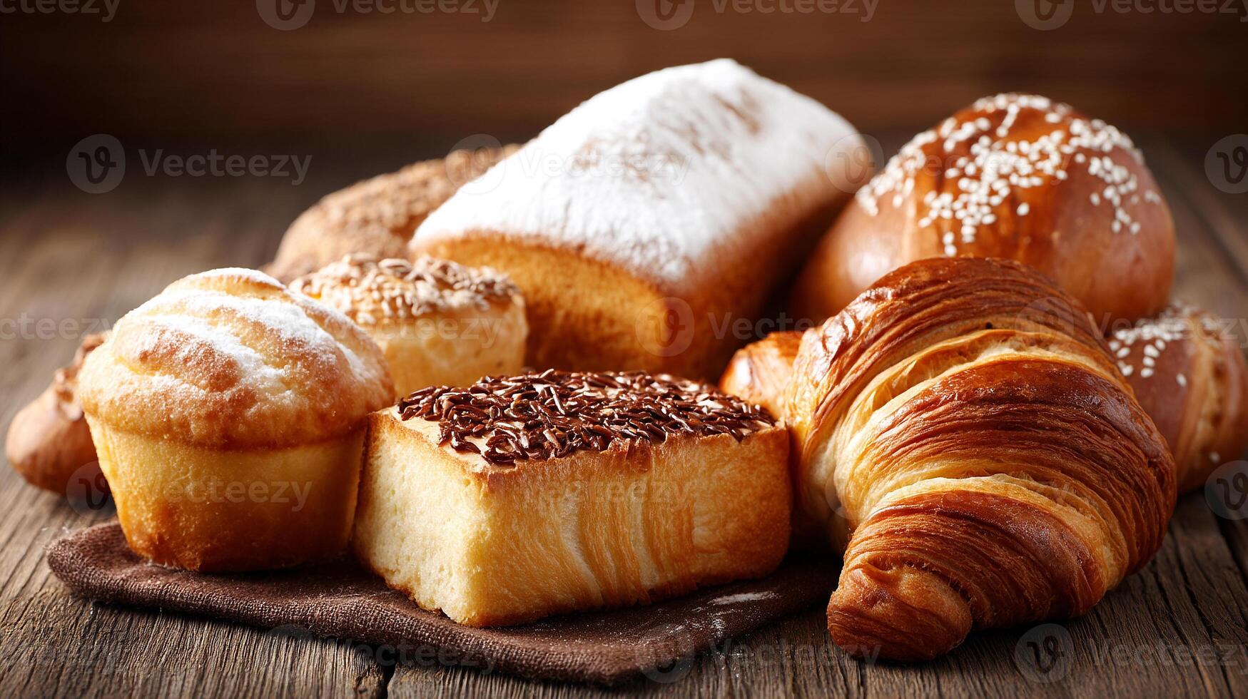 Bakery goods displayed on textured surface photo