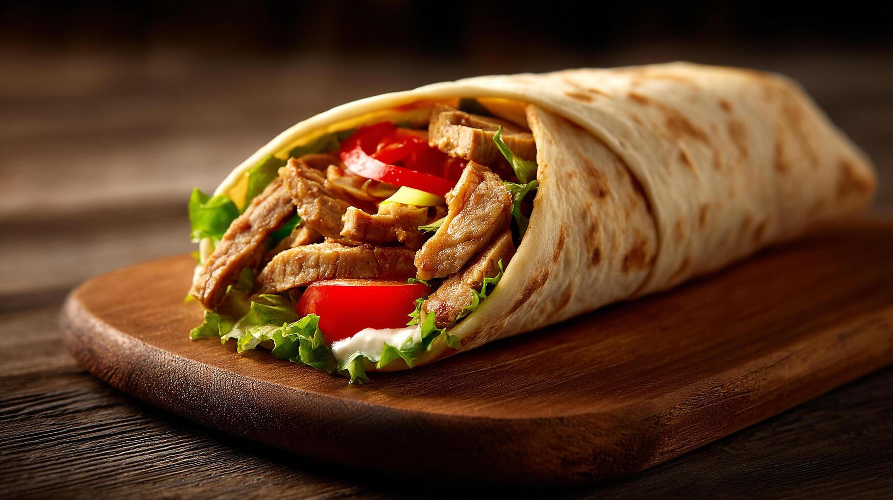 Close shot of chicken and beef shawarma photo