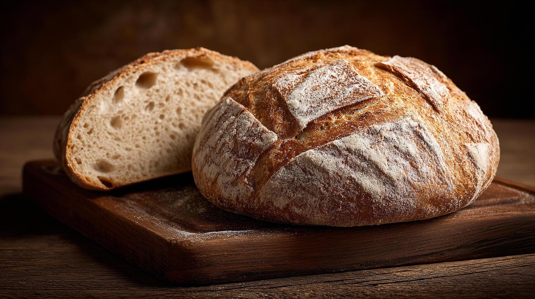 Bread loaf with real textures in sharp clear lighting wallpaper photo