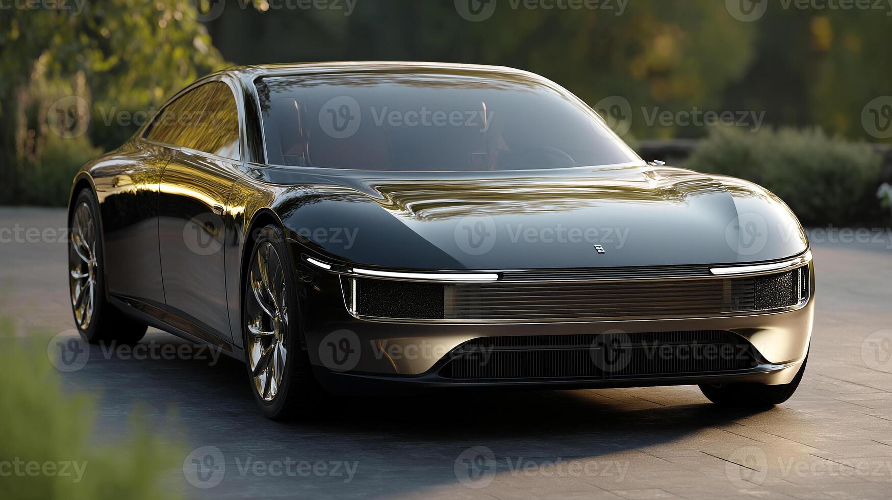 Modern car photo with vivid daylight reflections