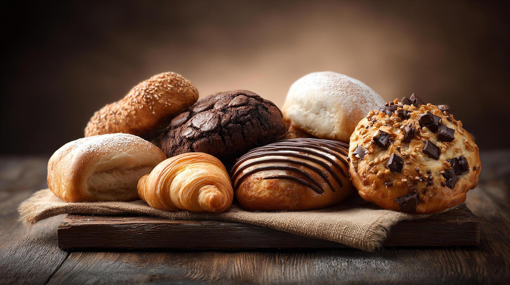 Rustic baked assortment captured in bakery photo
