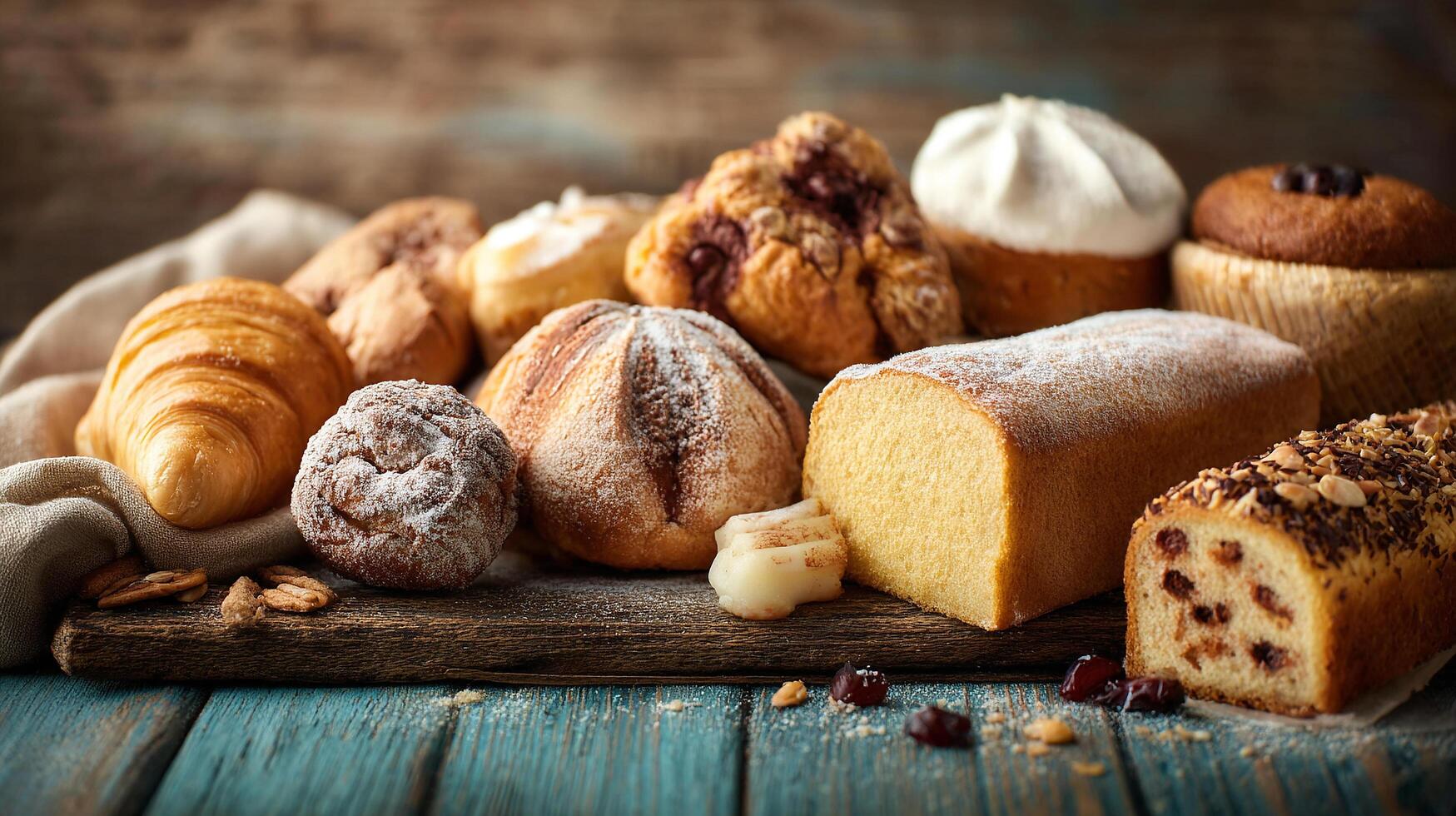 Rustic bakery textures in close-up bakery photo