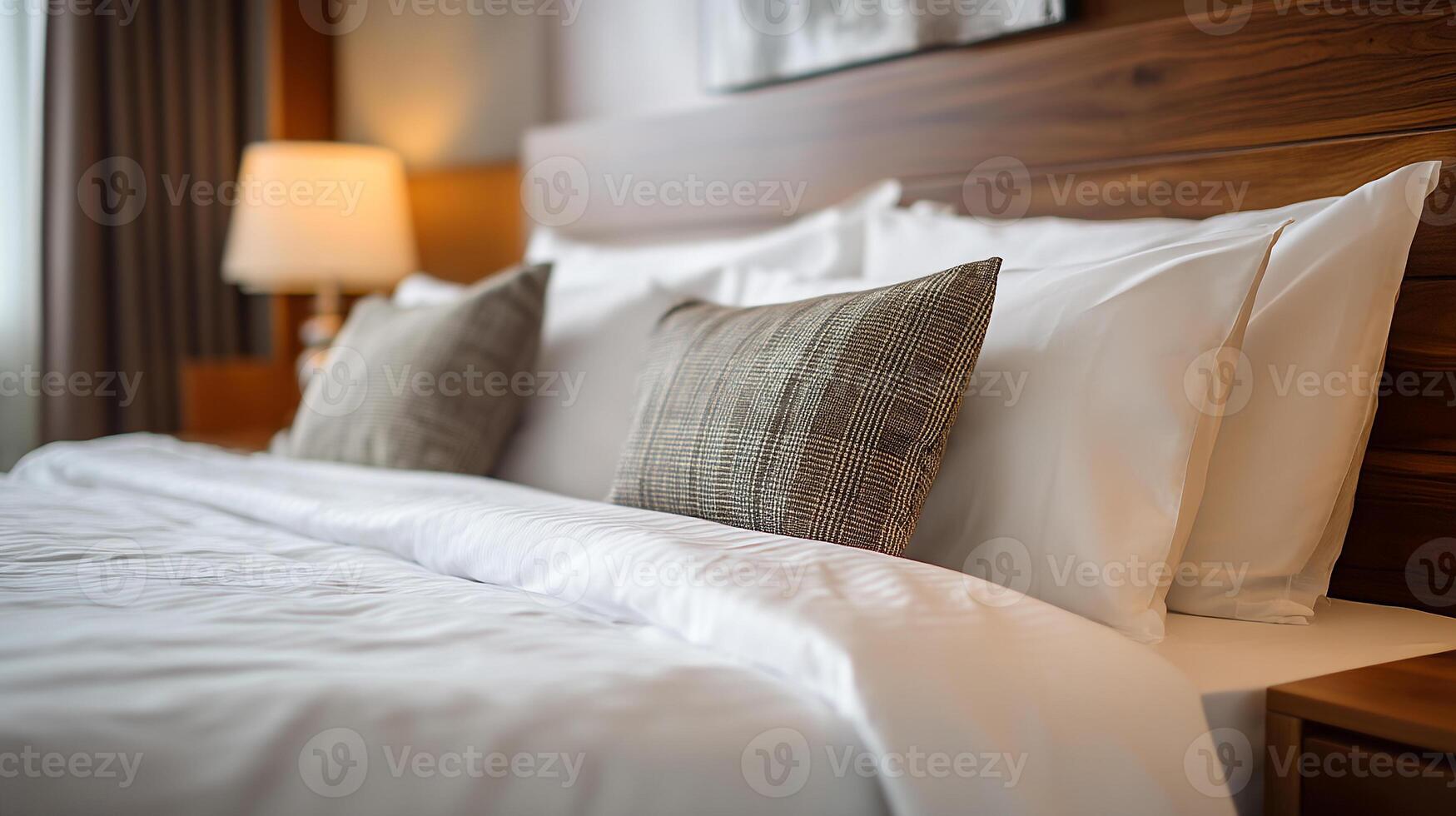 Contemporary bedroom with elegant lighting and textures photo