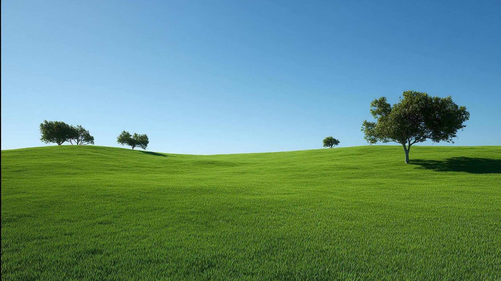 Clear sunny sky above high detail summer meadow image photo
