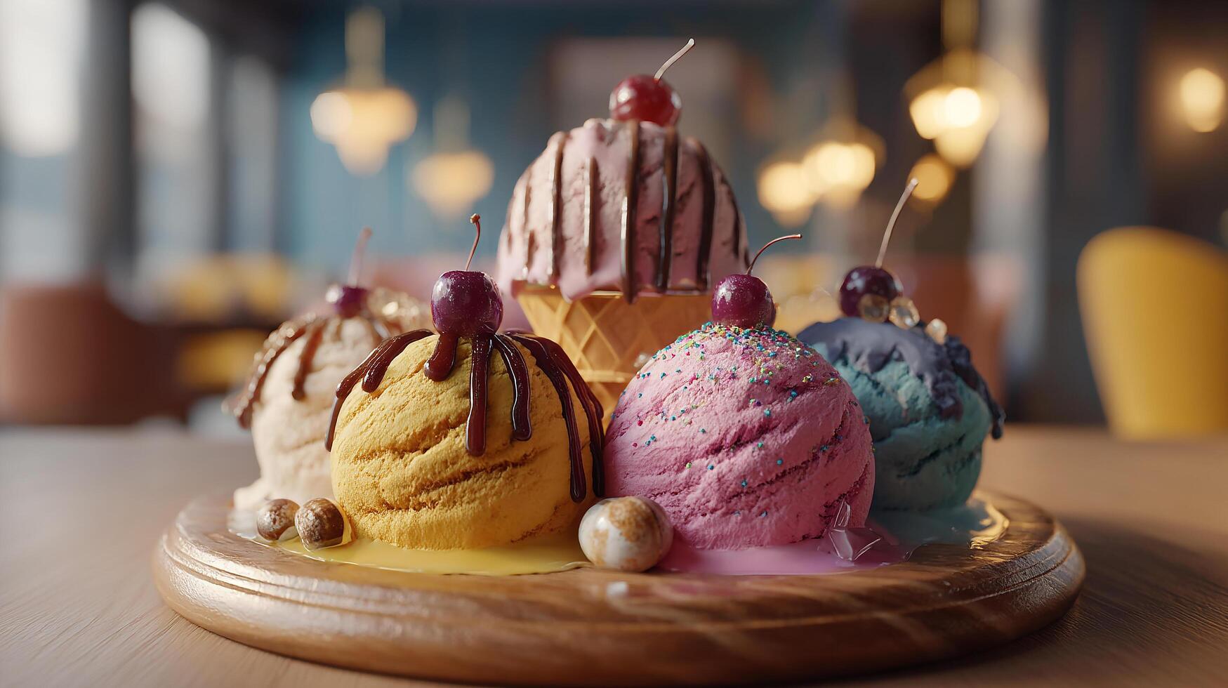 Ice cream close up in soft photography setup photo