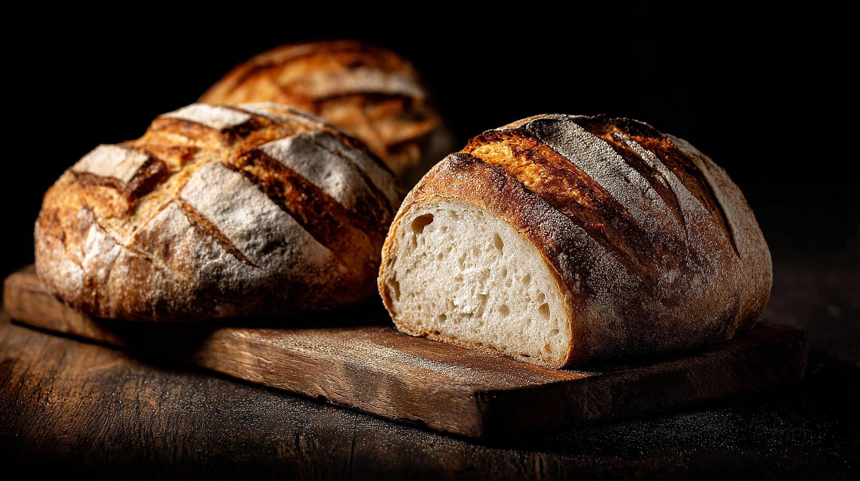 Realistic surface textures bread photo of handmade artisan bread loaf