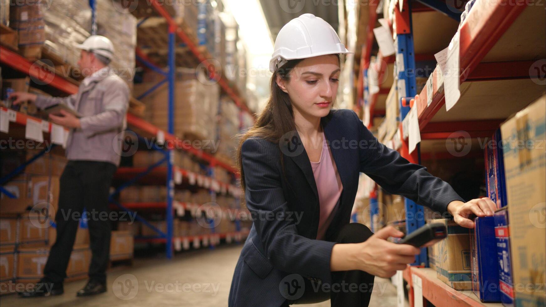 Business woman and warehouse workers are reviewing the list of items based on the documentation,41 photo