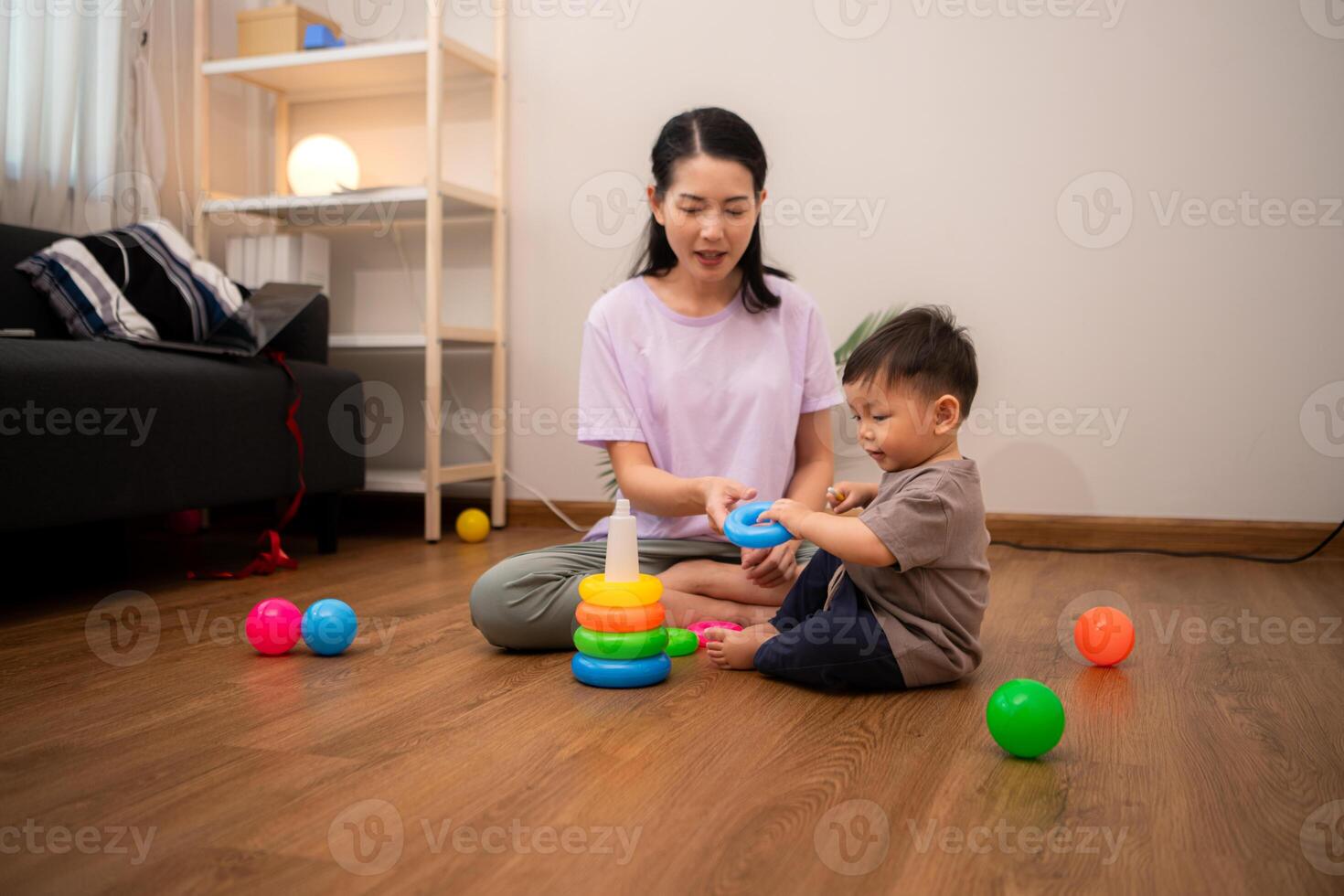 While in vacation at home, a mother engages in activities with little kid,83 photo