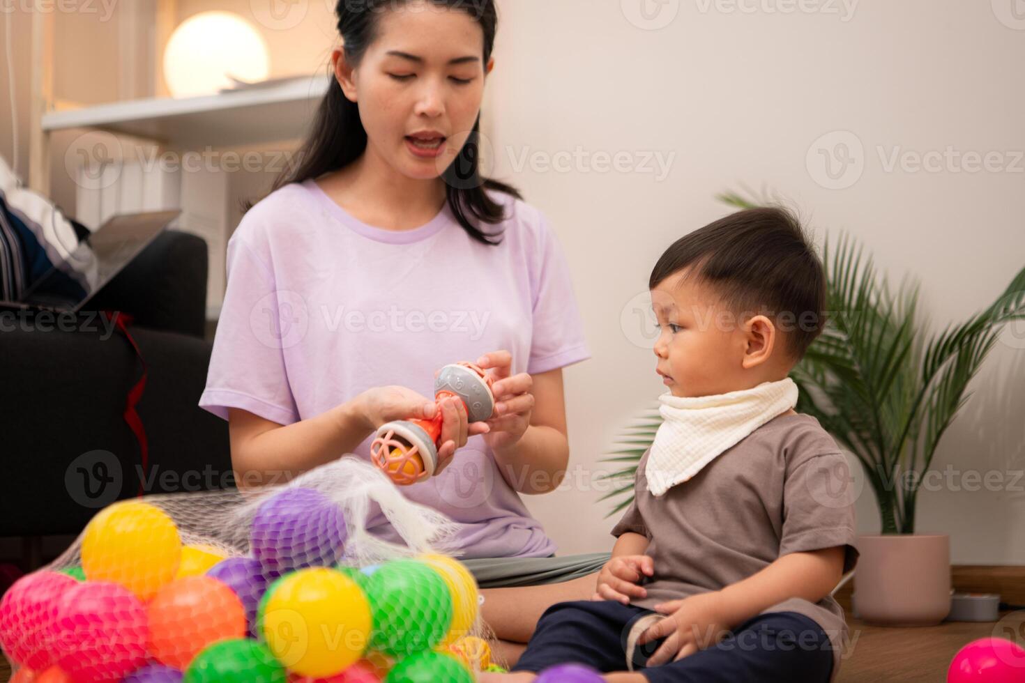 While in vacation at home, a mother engages in activities with little kid,35 photo