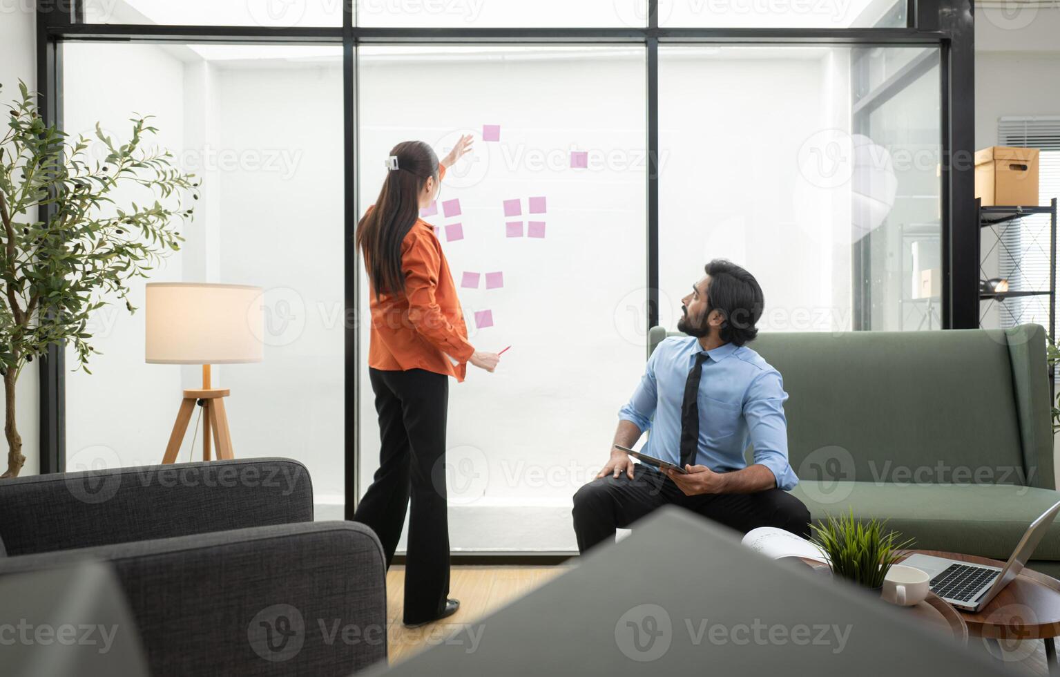 Two young entrepreneurs are on a mission to generate ideas and establish a business project,291 photo