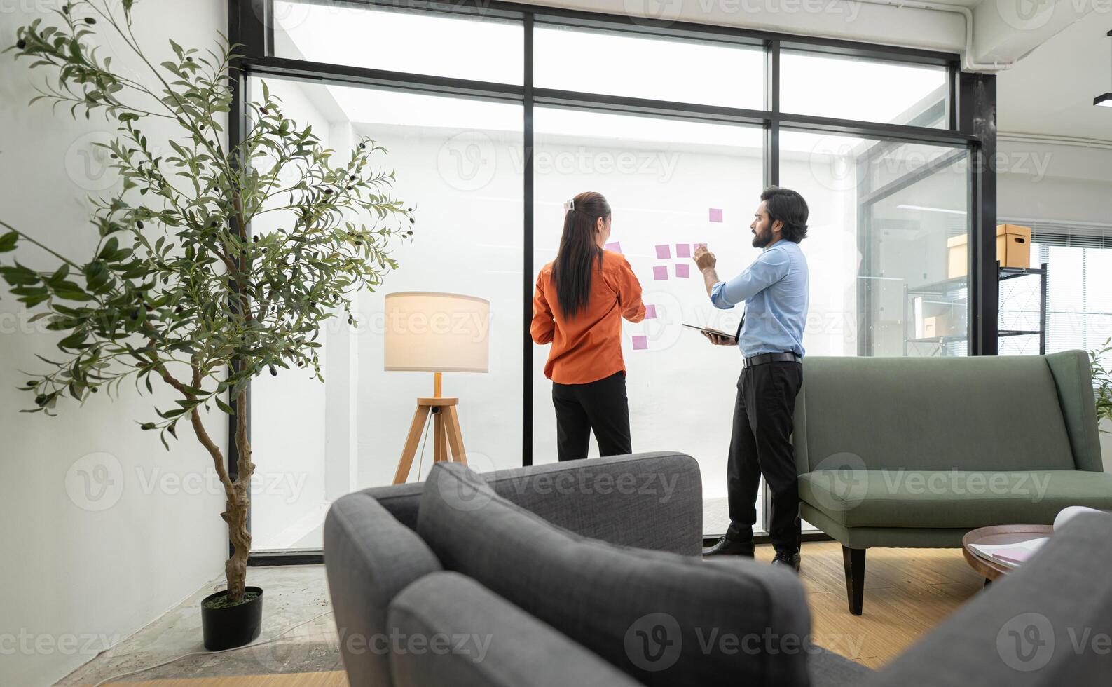 Two young entrepreneurs are on a mission to generate ideas and establish a business project,277 photo
