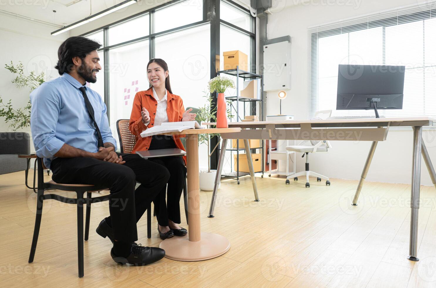 Two young entrepreneurs are on a mission to generate ideas and establish a business project,273 photo
