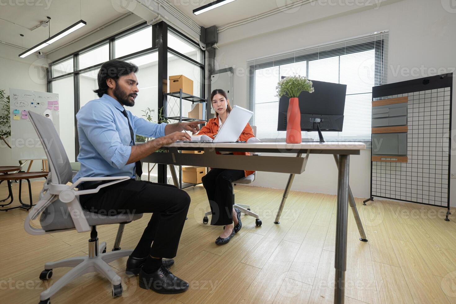 Two young entrepreneurs are on a mission to generate ideas and establish a business project,212 photo