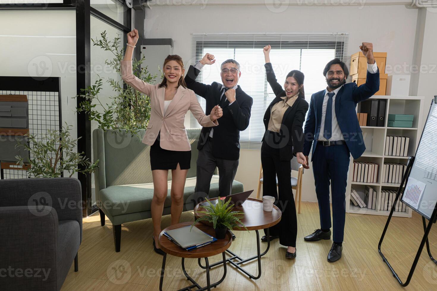 In a contemporary office, a group of senior executives with a mission to approve new projects,20 photo
