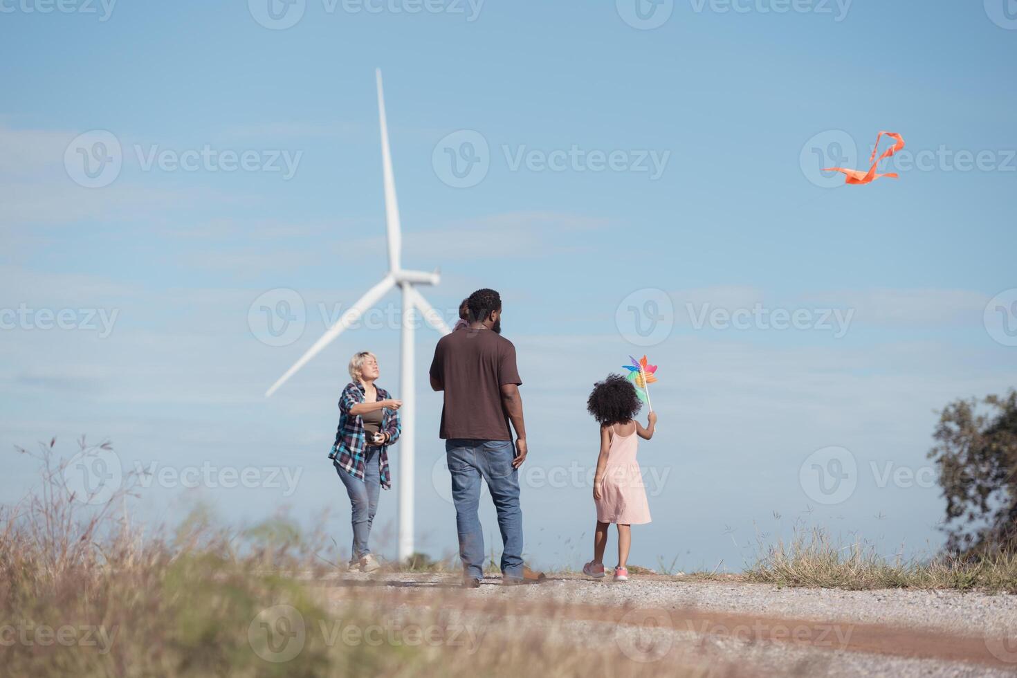 Family vacation with outdoor activities in the wind turbine field,24 photo