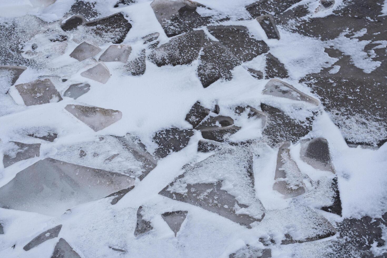 Crack in ice. Extremal cracks on Ice. photo