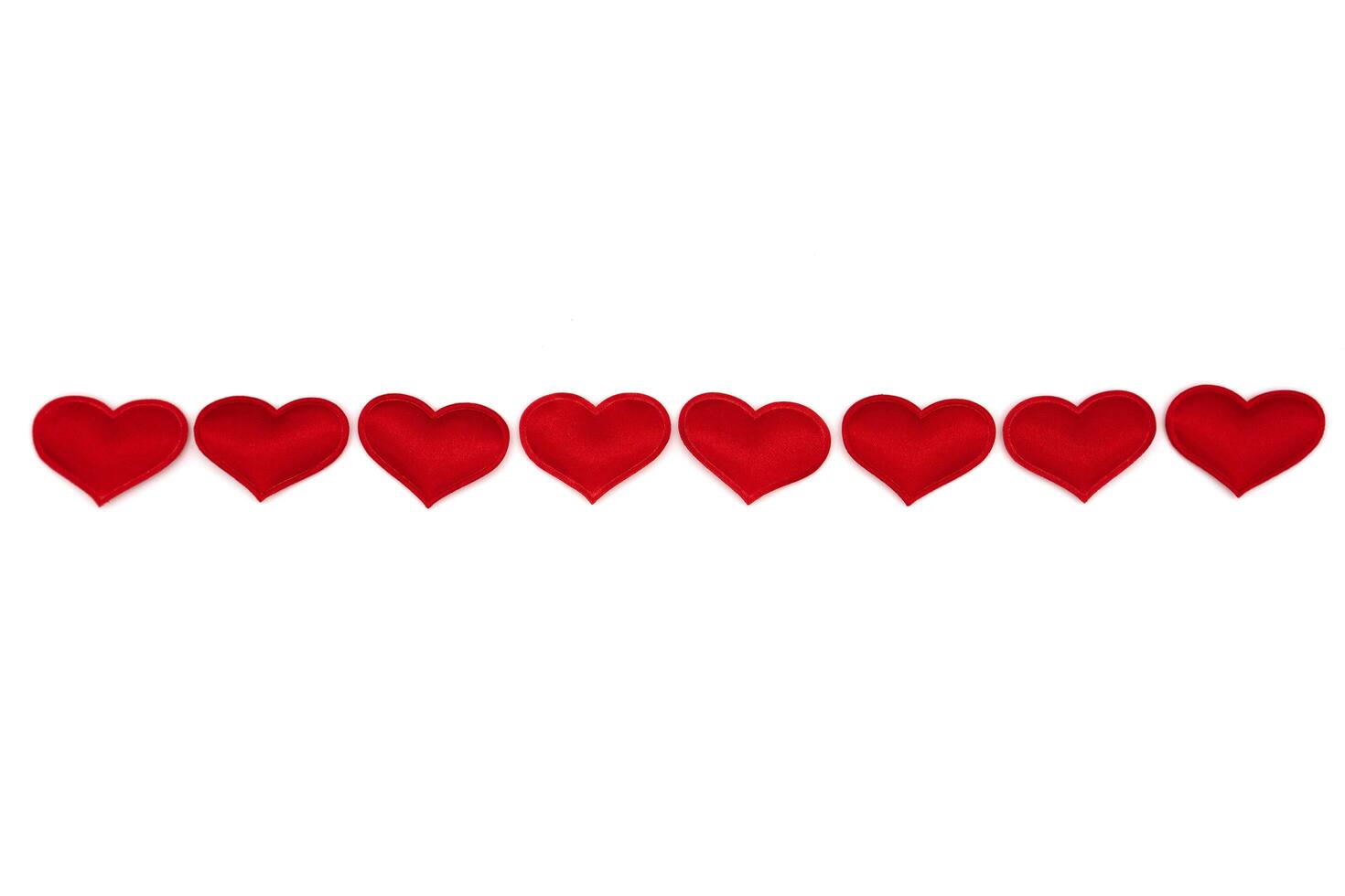 Red hearts isolated on white, mockup photo