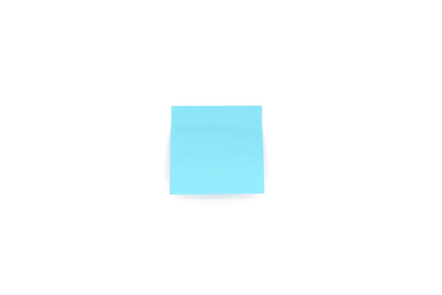 Blue blank sticker, ready for your message, isolated on white background photo