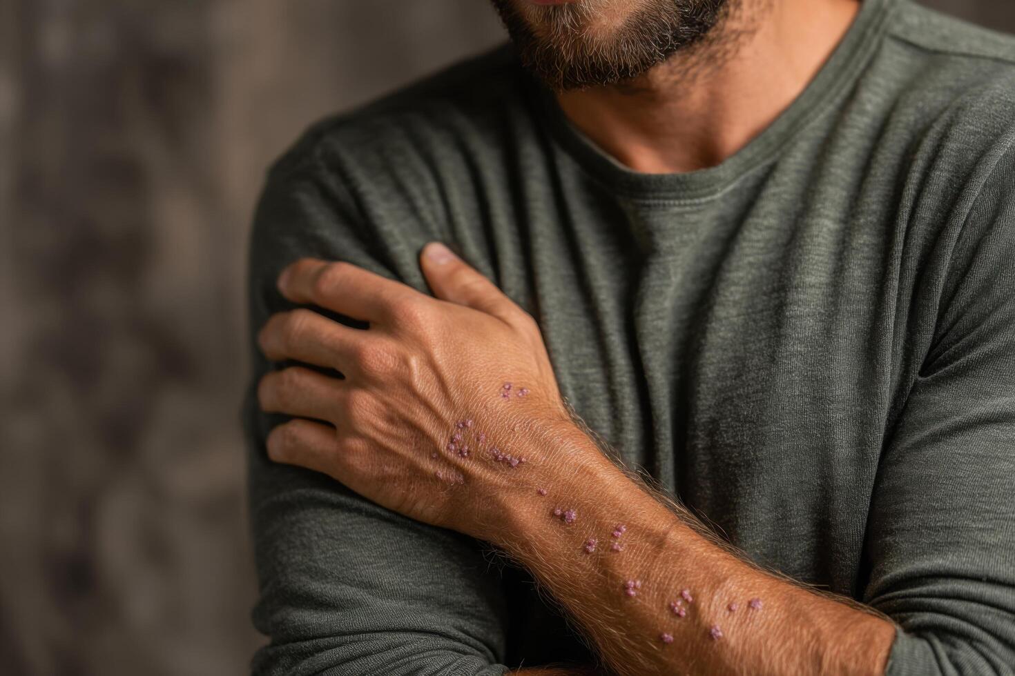 A man with a rash on his arm photo