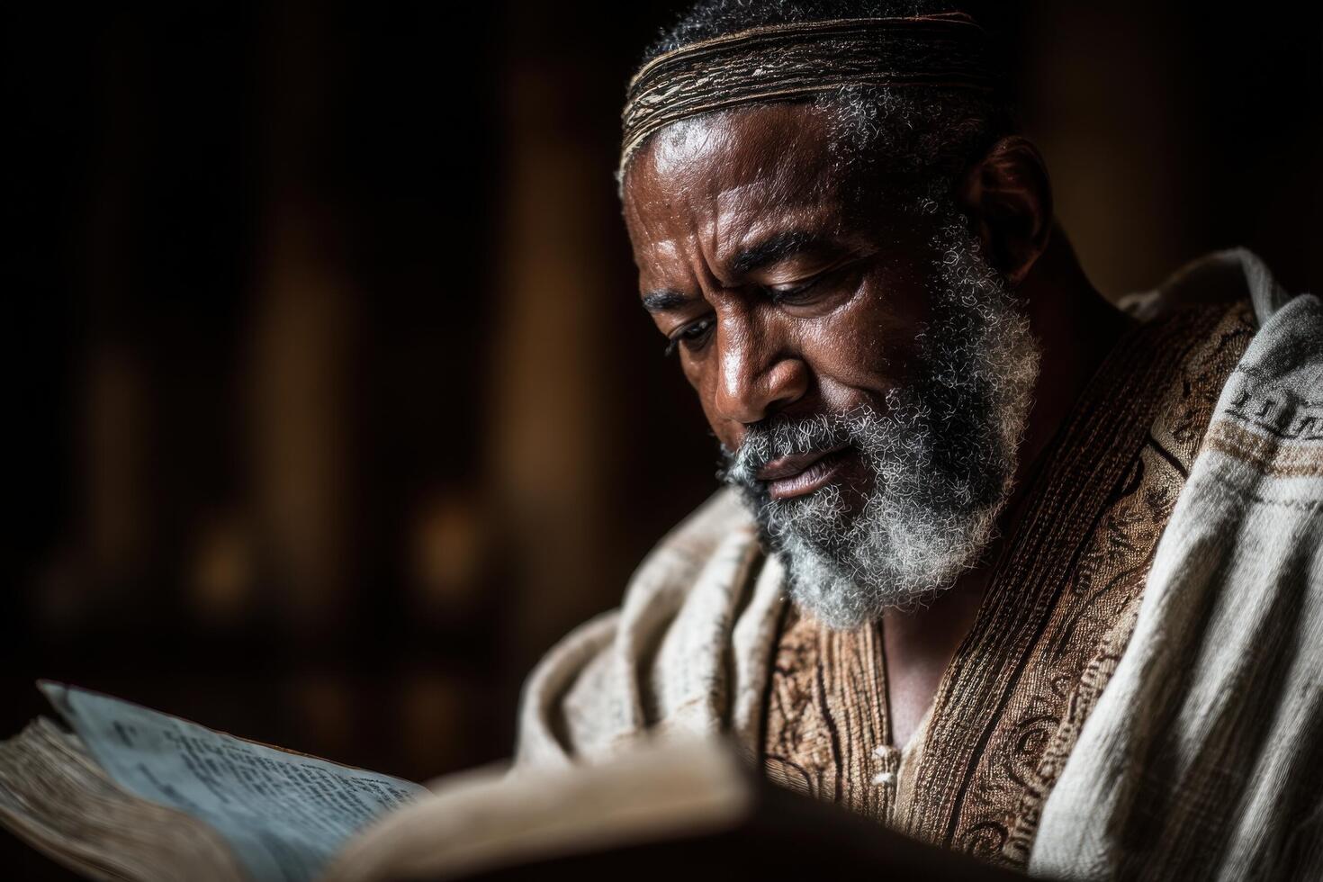 An african man reading a book photo