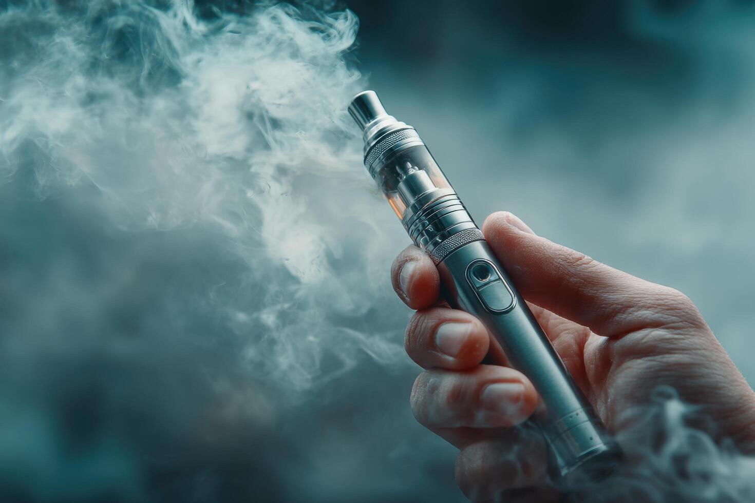 A person holding an electronic cigarette in their hand photo