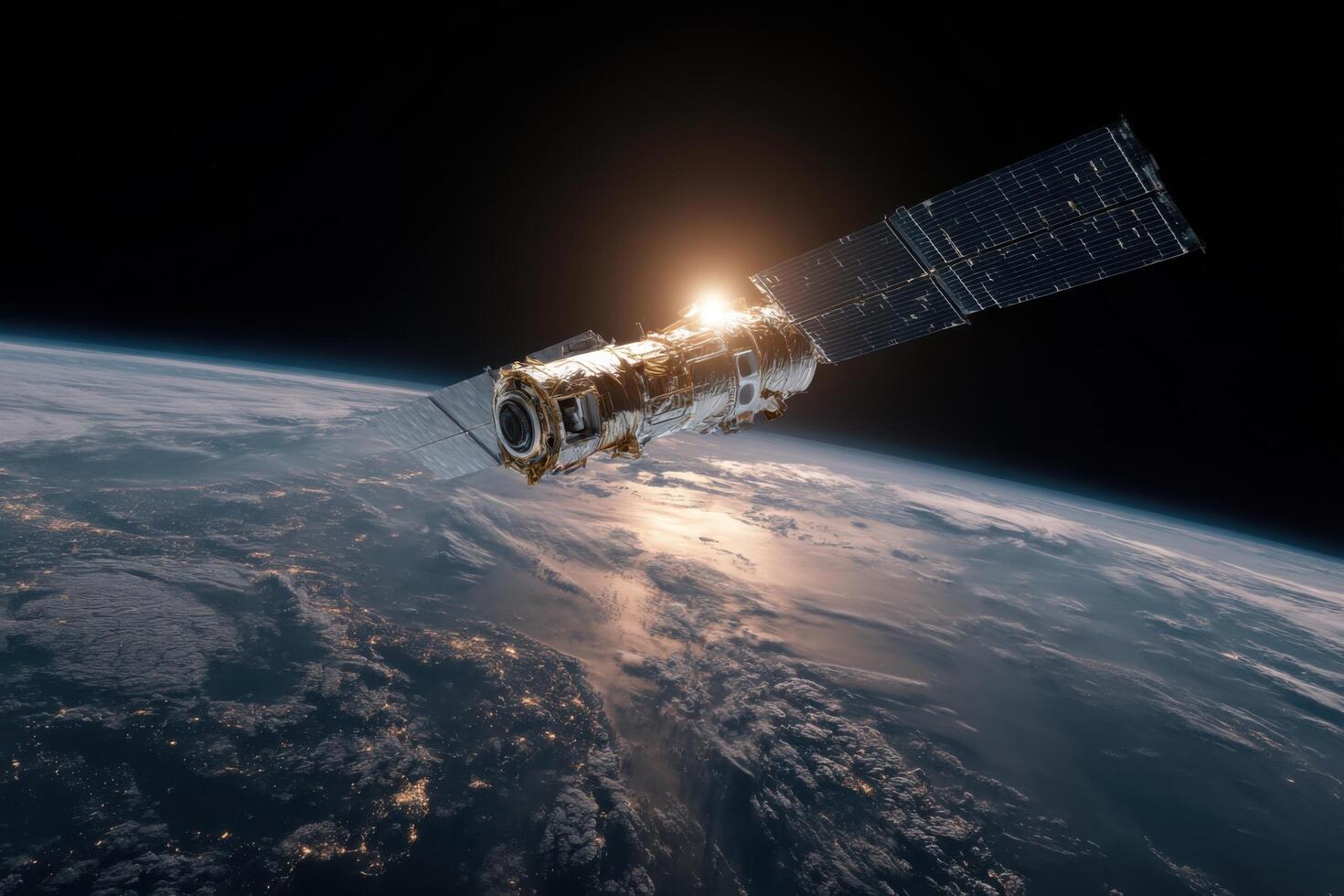 Space station in orbit over earth elements of this image furnished by nasa photo