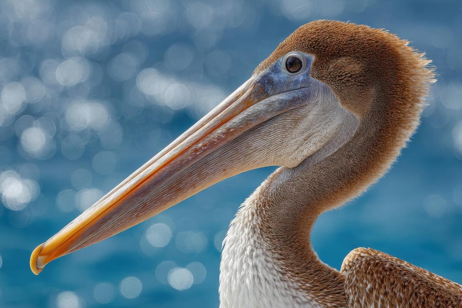 A pelican with a long beak photo
