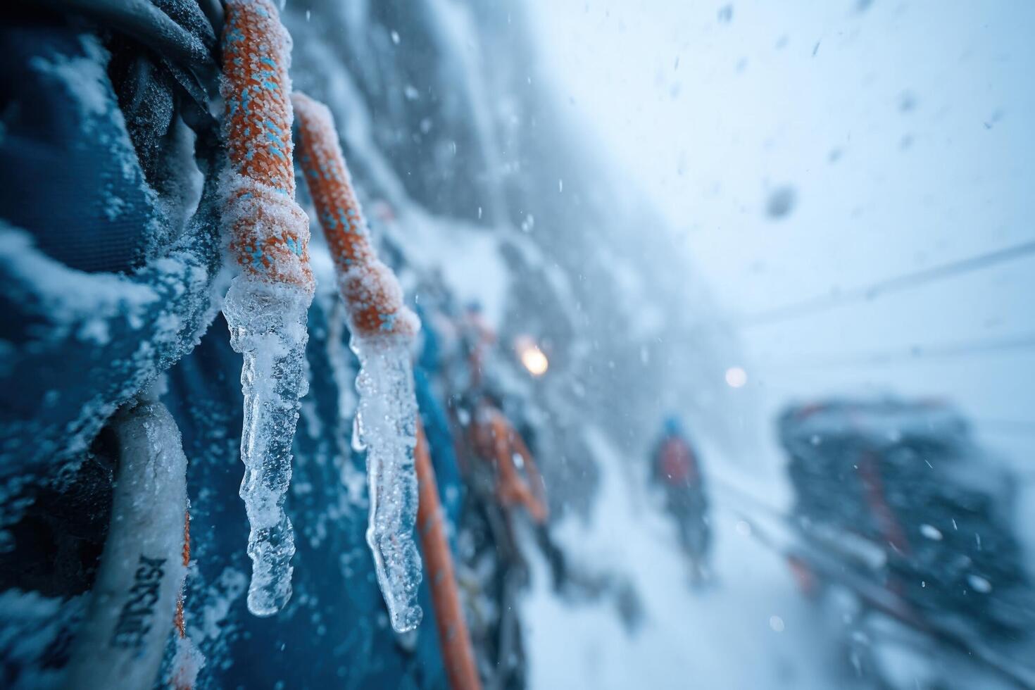 Ice climbing in the snow photo