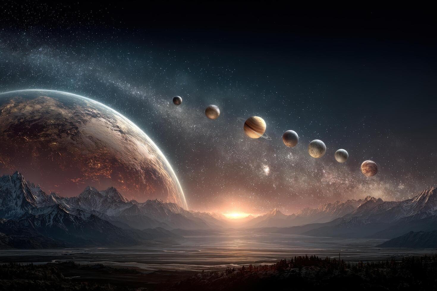 An image of the planets and the sun photo