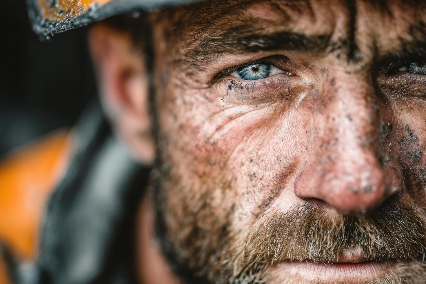 A close up of a man with a dirty face photo