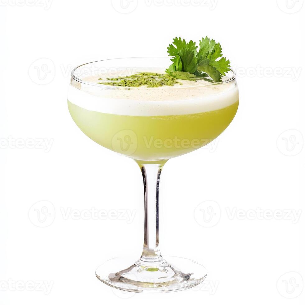 A glass with a drink in it photo