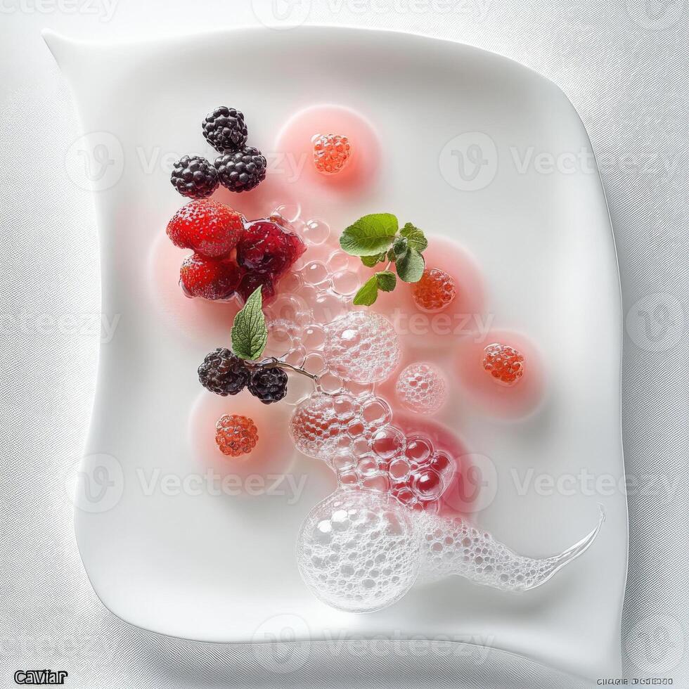 A plate with fruit and berries on it photo