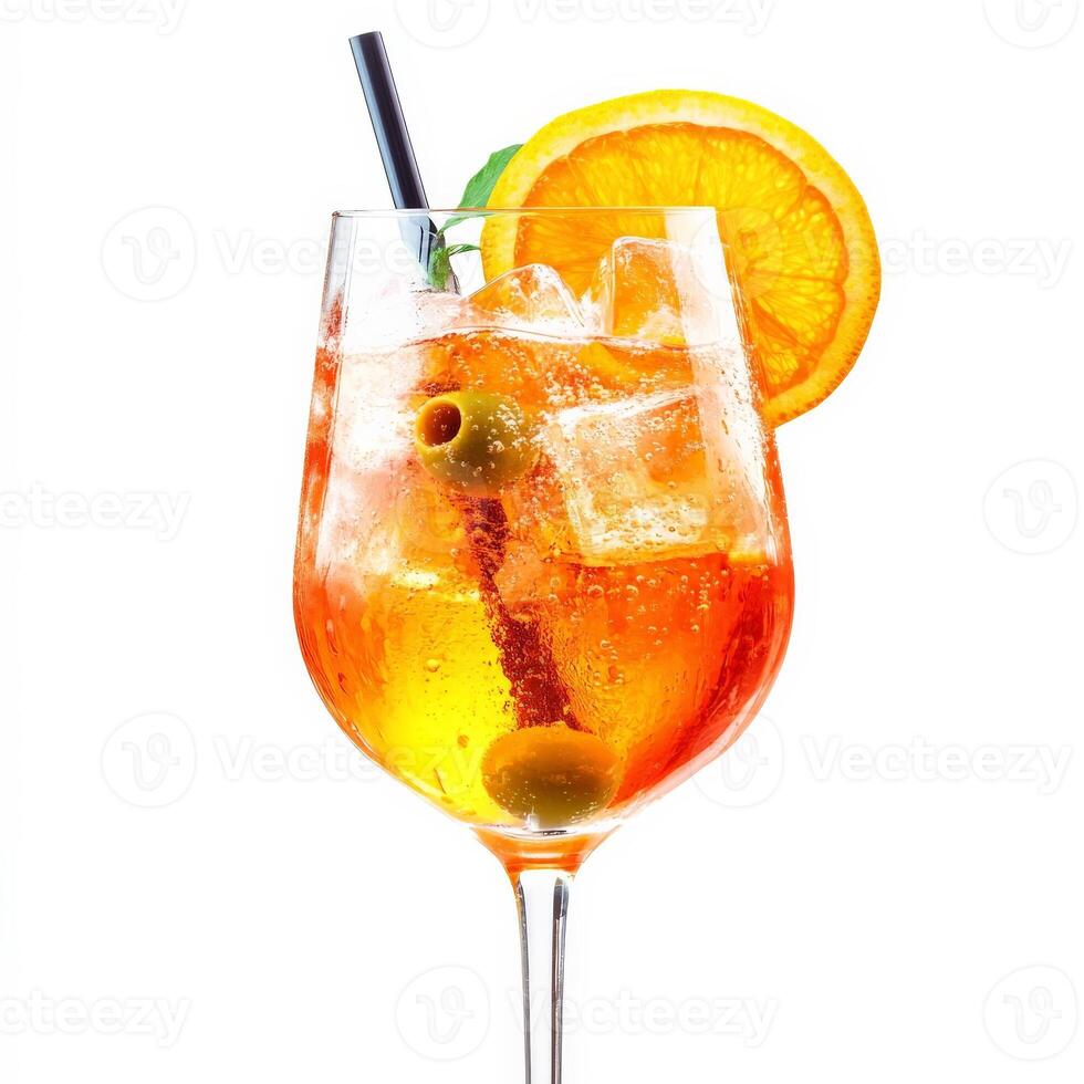 A glass of orange and lemon drink with a straw photo