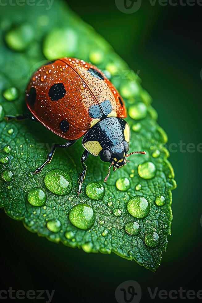 Photograph of a ladybug on a leaf photo