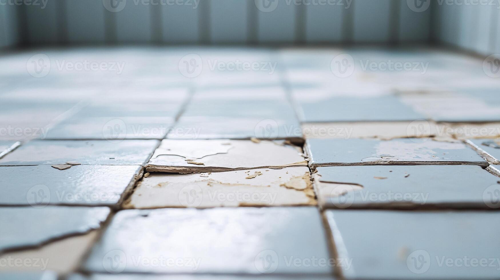 Detailed View of a Bathroom Floor's Loose Tile with Visible Grime photo