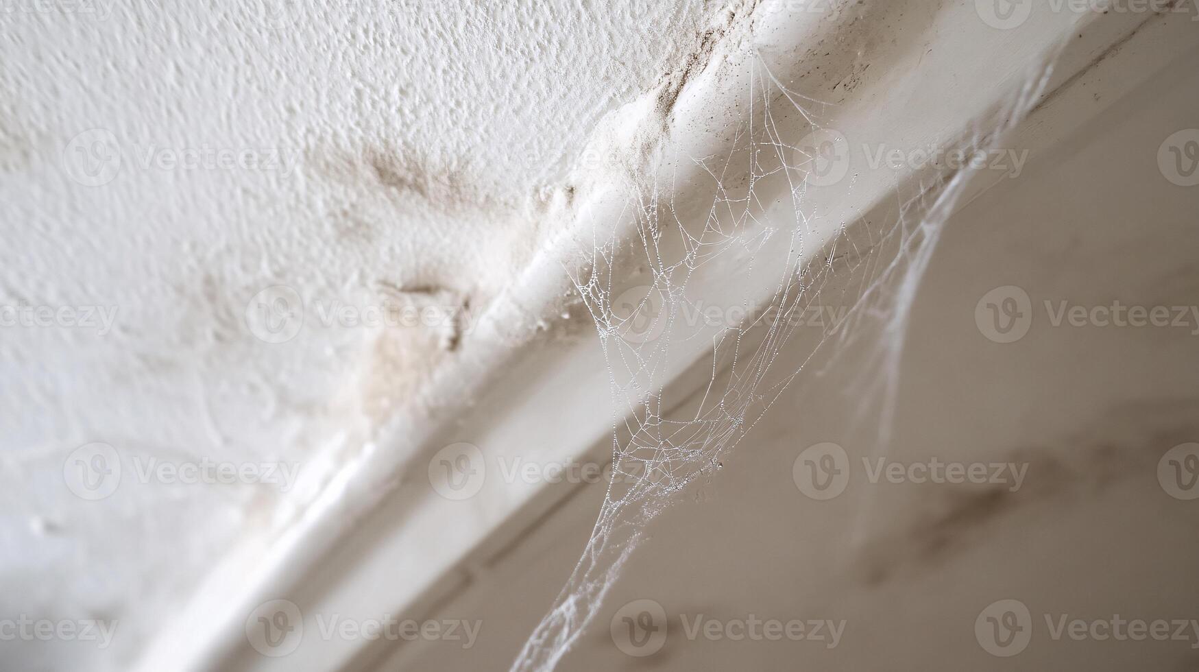 Intricate Details of a Spider Web Gracefully Tucked in a Ceiling Corner photo