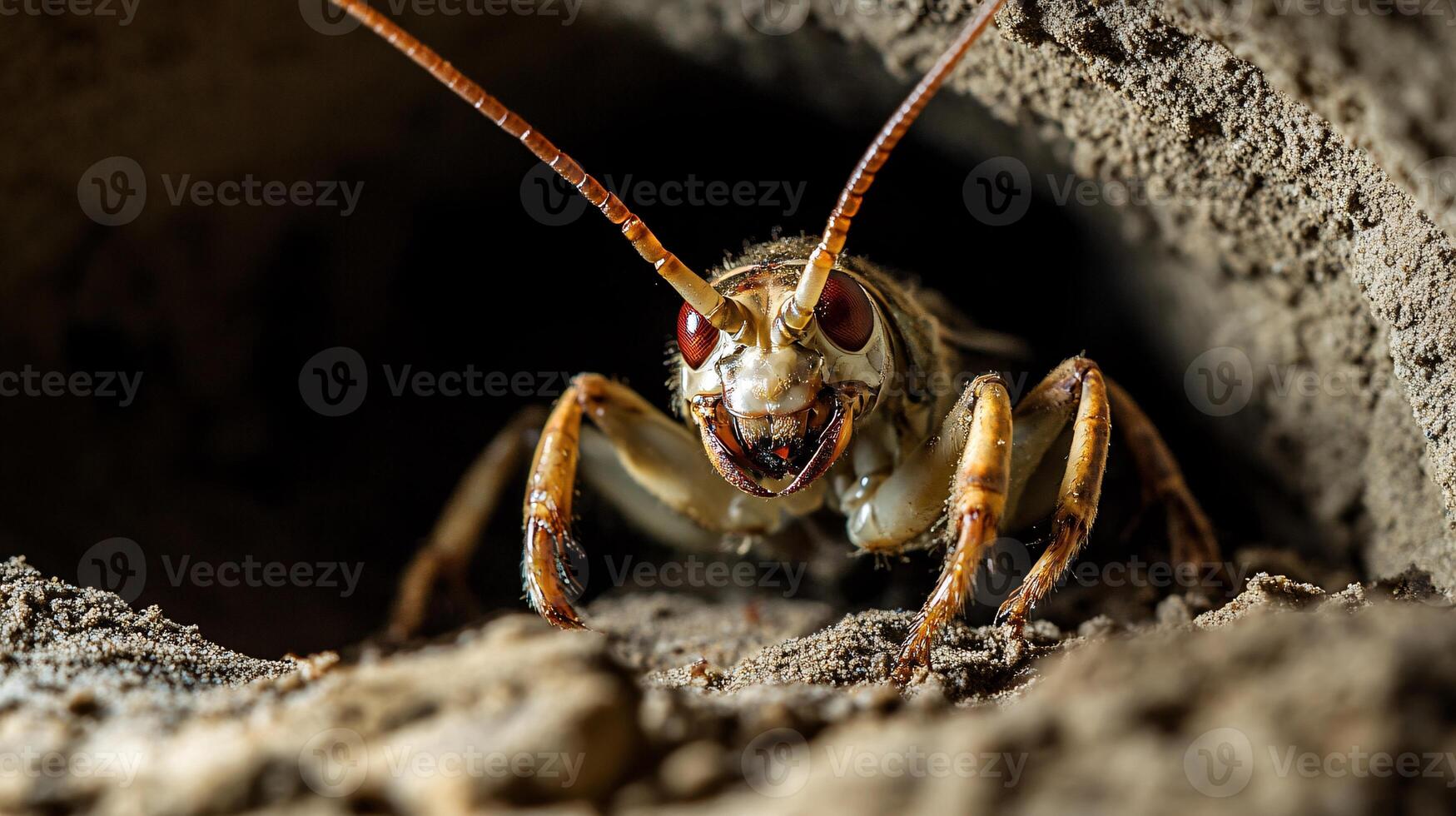 Macro View of a Decomposed Insect in a Shadowy Window Well photo