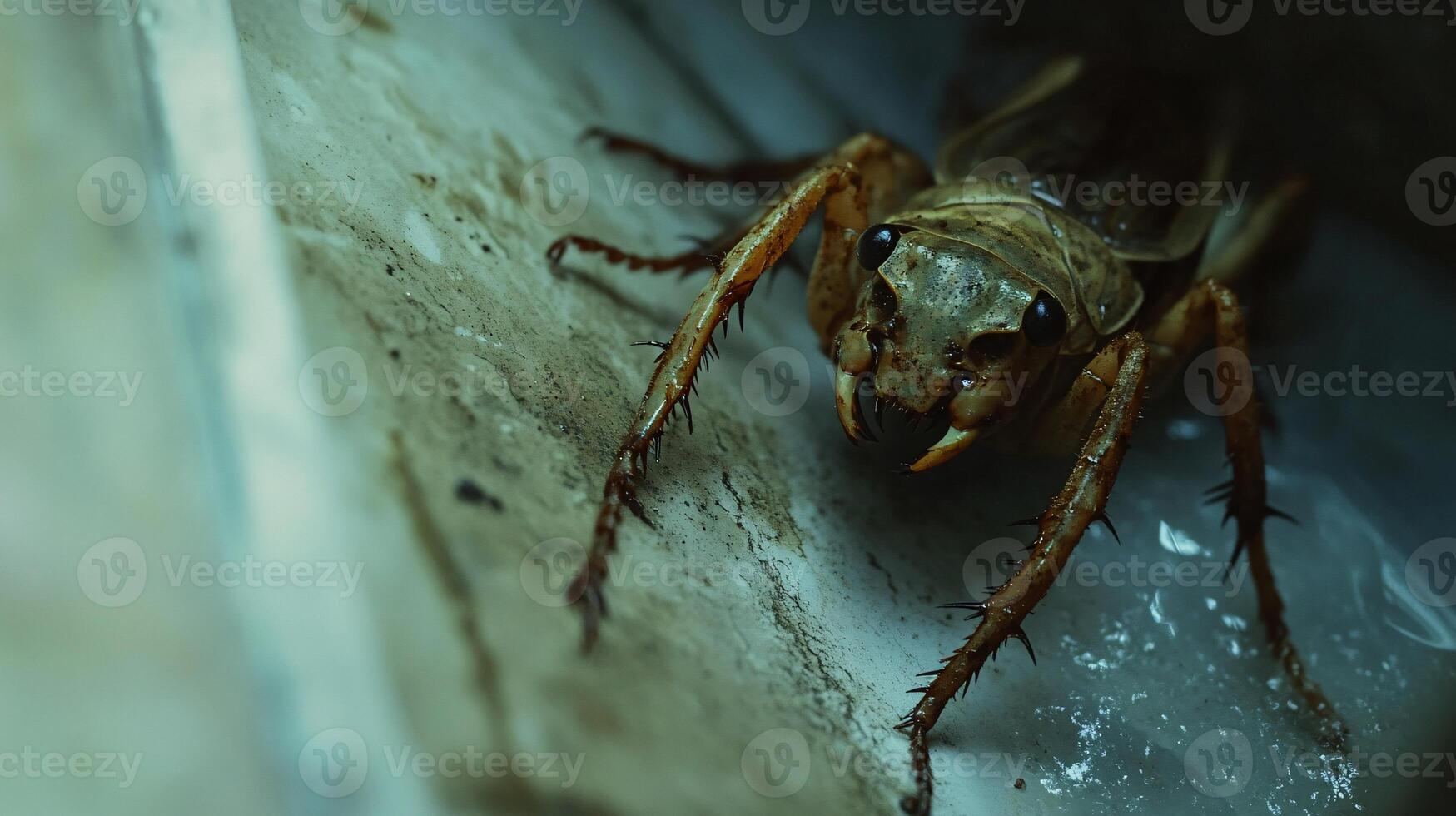 Extreme Close-Up of a Fossilized Dead Insect Found in Basement Window Well photo