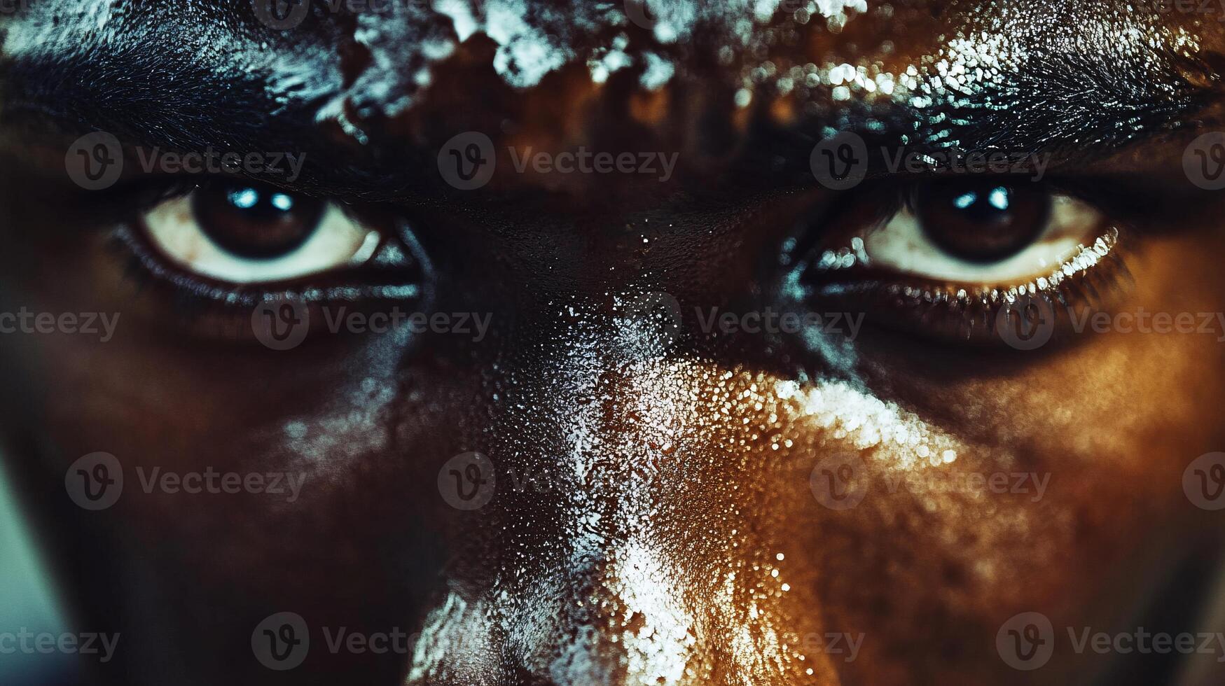 Emotional Intensity Reflected in the Sweat of a Determined Sportsman photo