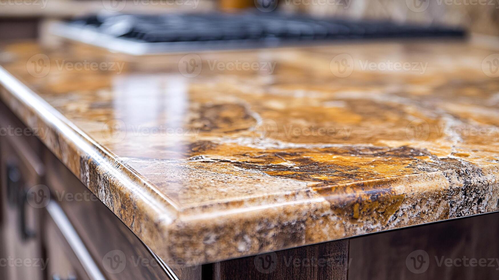 Kitchen Countertop Damage - Intimate Look at Chipped Laminate Texture photo